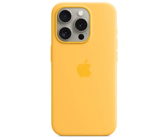 Чехол Silicone case (AAA) full with Magsafe and Animation для Apple iPhone 15 Pro Max (6.7") Желтый / Sunshine