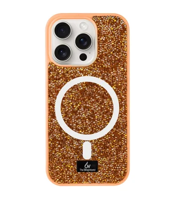 TPU чохол Bling World Rock Diamond with MagSafe для Apple iPhone 15 Pro Max (6.7") Sunset Gold