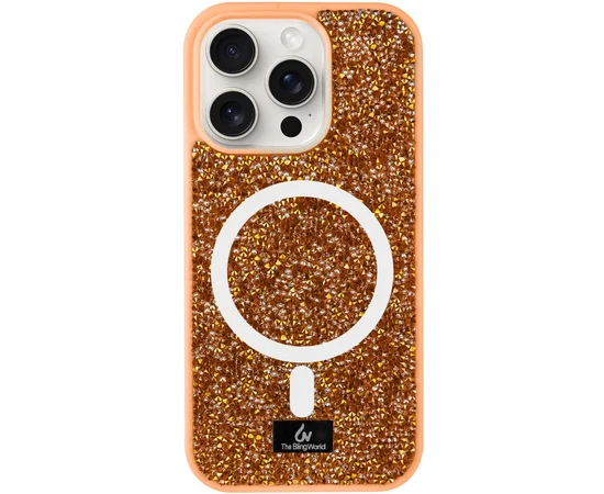 TPU чехол Bling World Rock Diamond with MagSafe для Apple iPhone 15 Pro Max (6.7") Sunset Gold