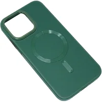 Кожаный чехол Bonbon Leather Metal Style with MagSafe для Apple iPhone 15 Pro Max (6.7") Зеленый / Pine green