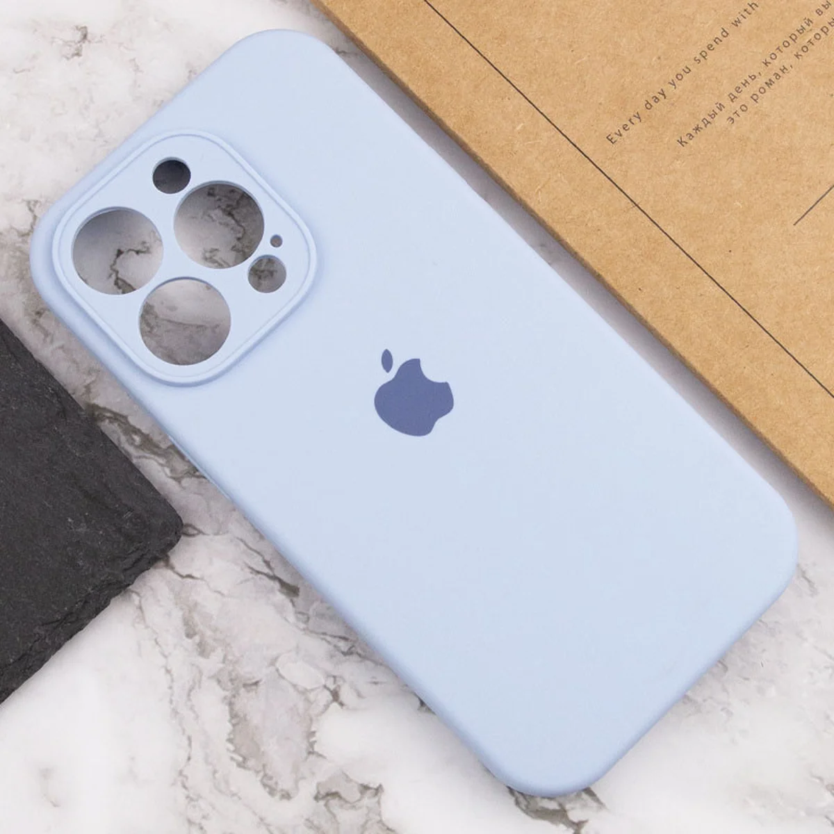 Чехол Silicone Case Full Camera Protective (AA) для Apple iPhone 15 Pro Max (6.7") Голубой / Lilac Blue / PVH