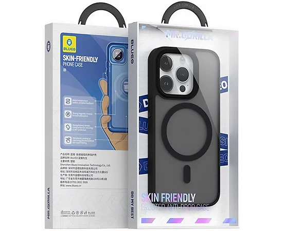 TPU+PC чохол Blueo Skin Friendly Frosted with MagSafe для Apple iPhone 15 Pro Max (6.7") Чорний