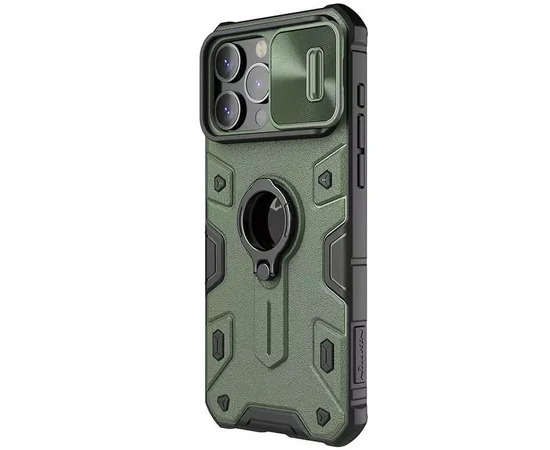 TPU+PC чохол Nillkin CamShield Armor (шторка на камеру) для Apple iPhone 15 Pro Max (6.7") Зелений