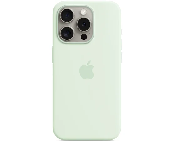 Чохол Silicone case (AAA) full with Magsafe and Animation для Apple iPhone 15 Pro Max (6.7") М'ятний / Soft Mint
