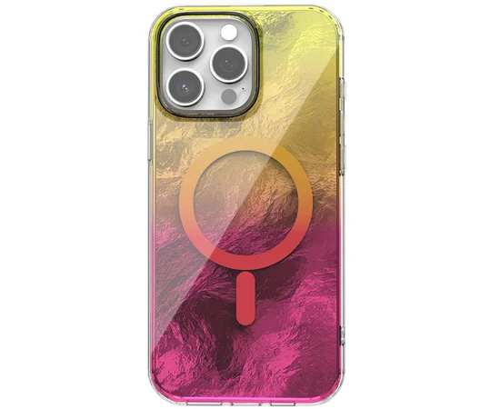 Чехол TPU Shiny Mountain (MagFit) для Apple iPhone 15 Pro Max (6.7") Yellow / Pink