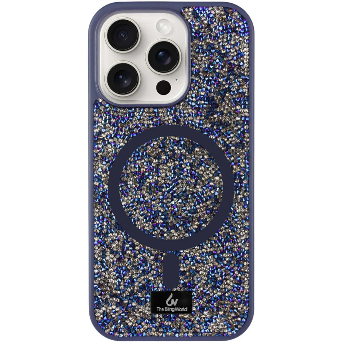 TPU чехол Bling World Rock Diamond with MagSafe для Apple iPhone 15 Pro Max (6.7") Navy Blue