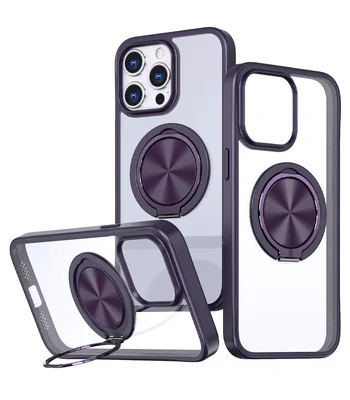 TPU+PC чехол Metal Ring with MagSafe для Apple iPhone 15 Pro Max (6.7") Темно-фиолетовый