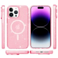 Чехол TPU Galaxy Sparkle (MagFit) для Apple iPhone 15 Pro Max (6.7") Pink+Glitter