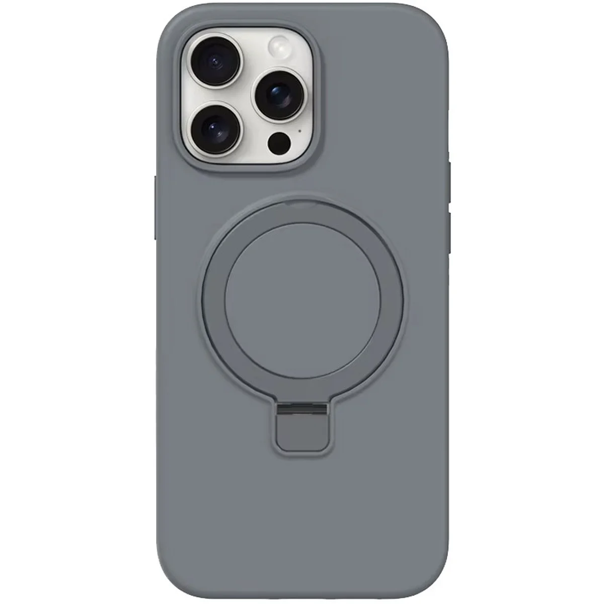 Чохол Silicone Case Full Protective NO LOGO with Ring для Apple iPhone 15 Pro Max (6.7") Grey