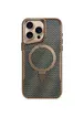 TPU+PC чехол Metal Buttons with MagSafe Carbon Ring для Apple iPhone 15 Pro Max (6.7") Золотой