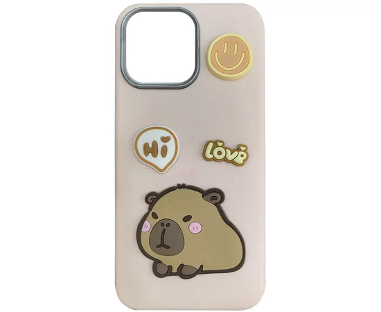 Чехол TPU Leather Toys для Apple iPhone 15 Pro Max (6.7") Capybara / Pink
