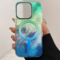 Чехол TPU Shiny Mountain (MagFit) для Apple iPhone 15 Pro Max (6.7") Green / Blue