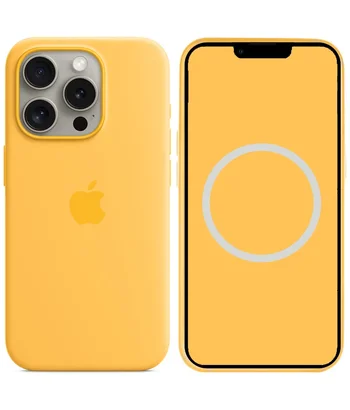 Чохол Silicone case (AAA) full with Magsafe and Animation для Apple iPhone 15 Pro Max (6.7") Жовтий / Sunshine