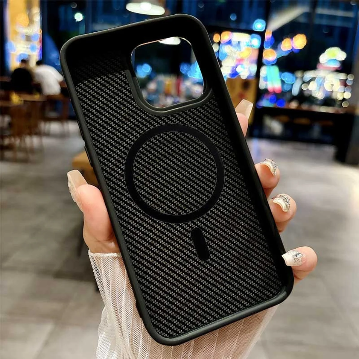 Чехол TPU+PC Carbon with MagSafe для Apple iPhone 15 Pro Max (6.7") Black