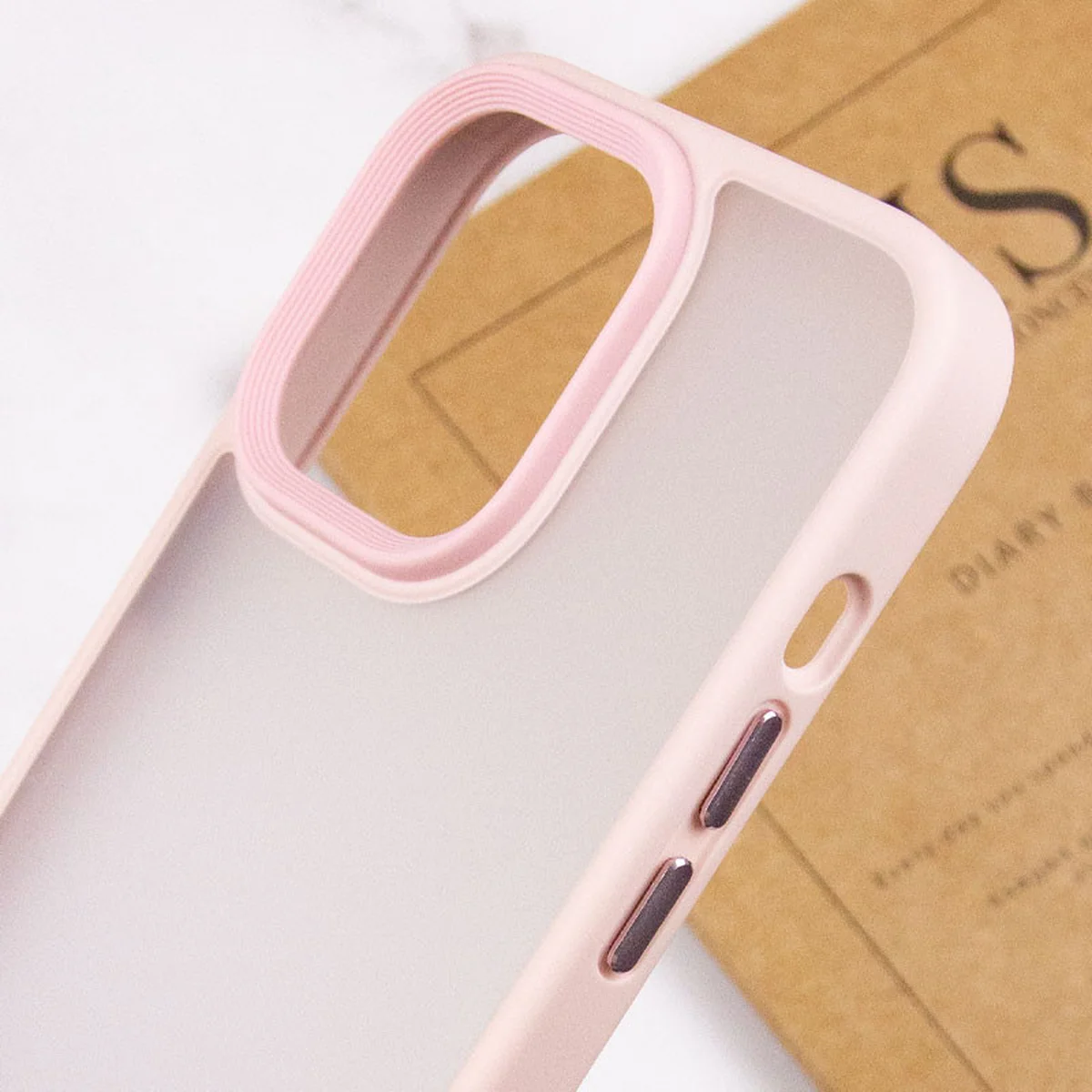 TPU+PC чехол Metal Buttons для Apple iPhone 15 Pro Max (6.7") Розовый