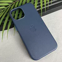 Кожаный чехол Leather Case (AAA) with MagSafe and Animation для Apple iPhone 15 Pro Max (6.7") Blue