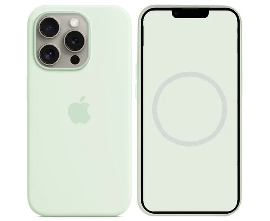 Чехол Silicone case (AAA) full with Magsafe and Animation для Apple iPhone 15 Pro Max (6.7") Мятный / Soft Mint