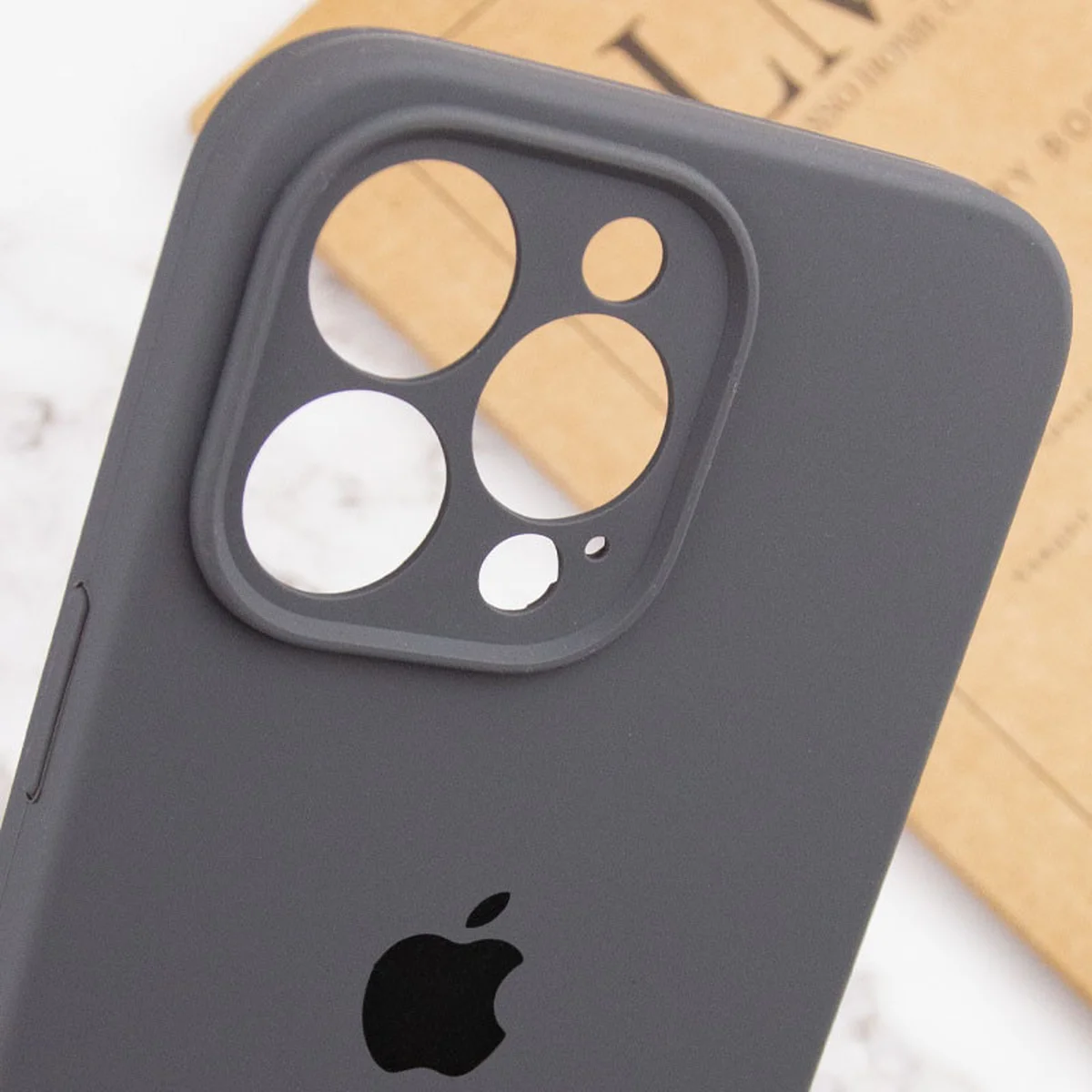 Чехол Silicone Case Full Camera Protective (AA) для Apple iPhone 15 Pro Max (6.7") Серый / Dark Gray
