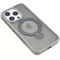 TPU+PC чохол Metal Buttons with MagSafe Colorful HQ Ring для Apple iPhone 15 Pro Max (6.7") Grey