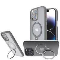 TPU+PC чохол Metal Buttons with MagSafe Colorful HQ Ring для Apple iPhone 15 Pro Max (6.7") Grey