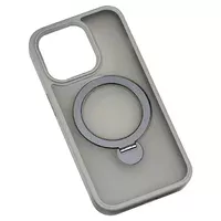 TPU+PC чохол Metal Buttons with MagSafe Colorful HQ Ring для Apple iPhone 15 Pro Max (6.7") Grey