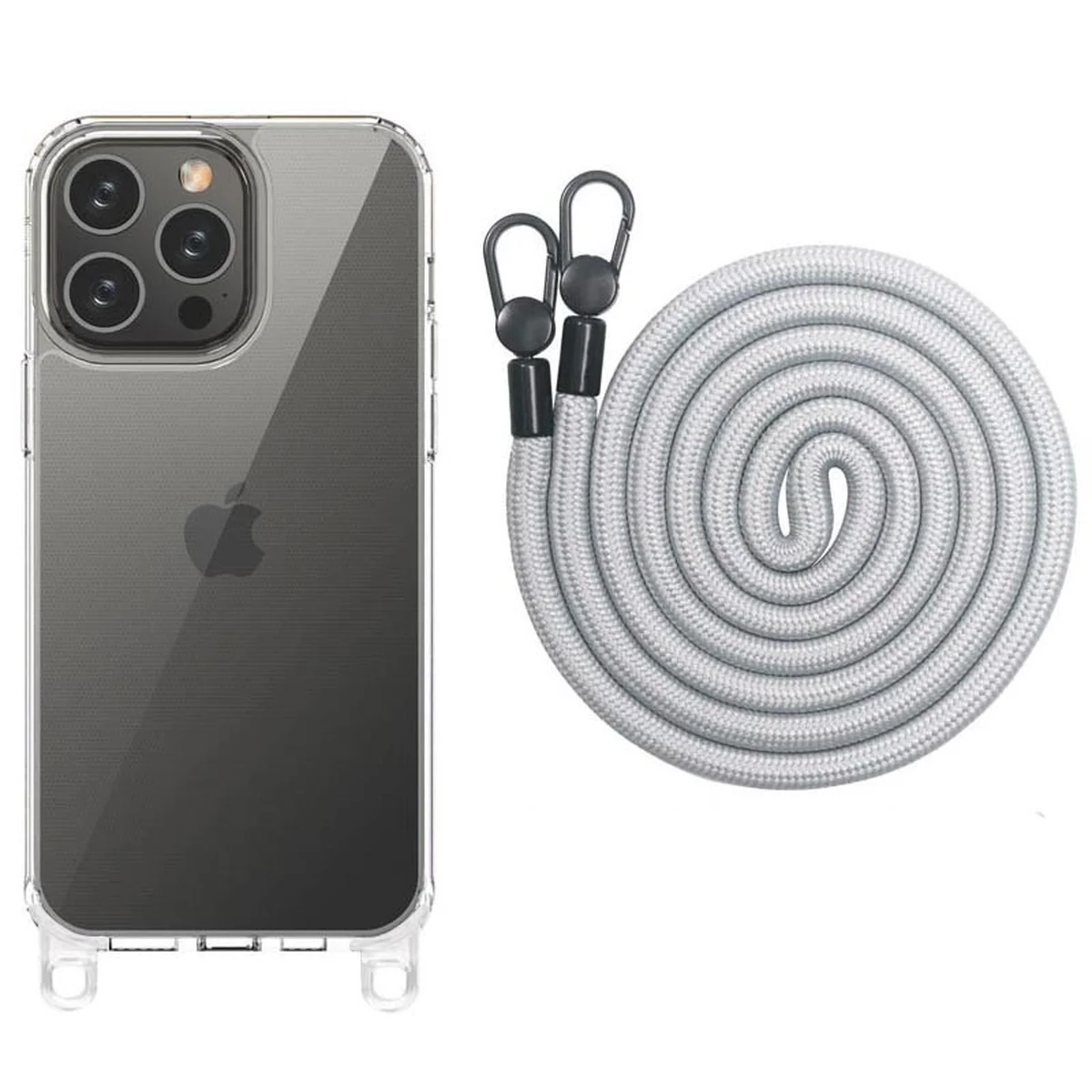 Чехол TPU Transparent with Straps для Apple iPhone 15 Pro Max (6.7") Grey