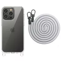 Чехол TPU Transparent with Straps для Apple iPhone 15 Pro Max (6.7") Grey