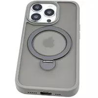 TPU+PC чохол Metal Buttons with MagSafe Colorful HQ Ring для Apple iPhone 15 Pro Max (6.7") Grey