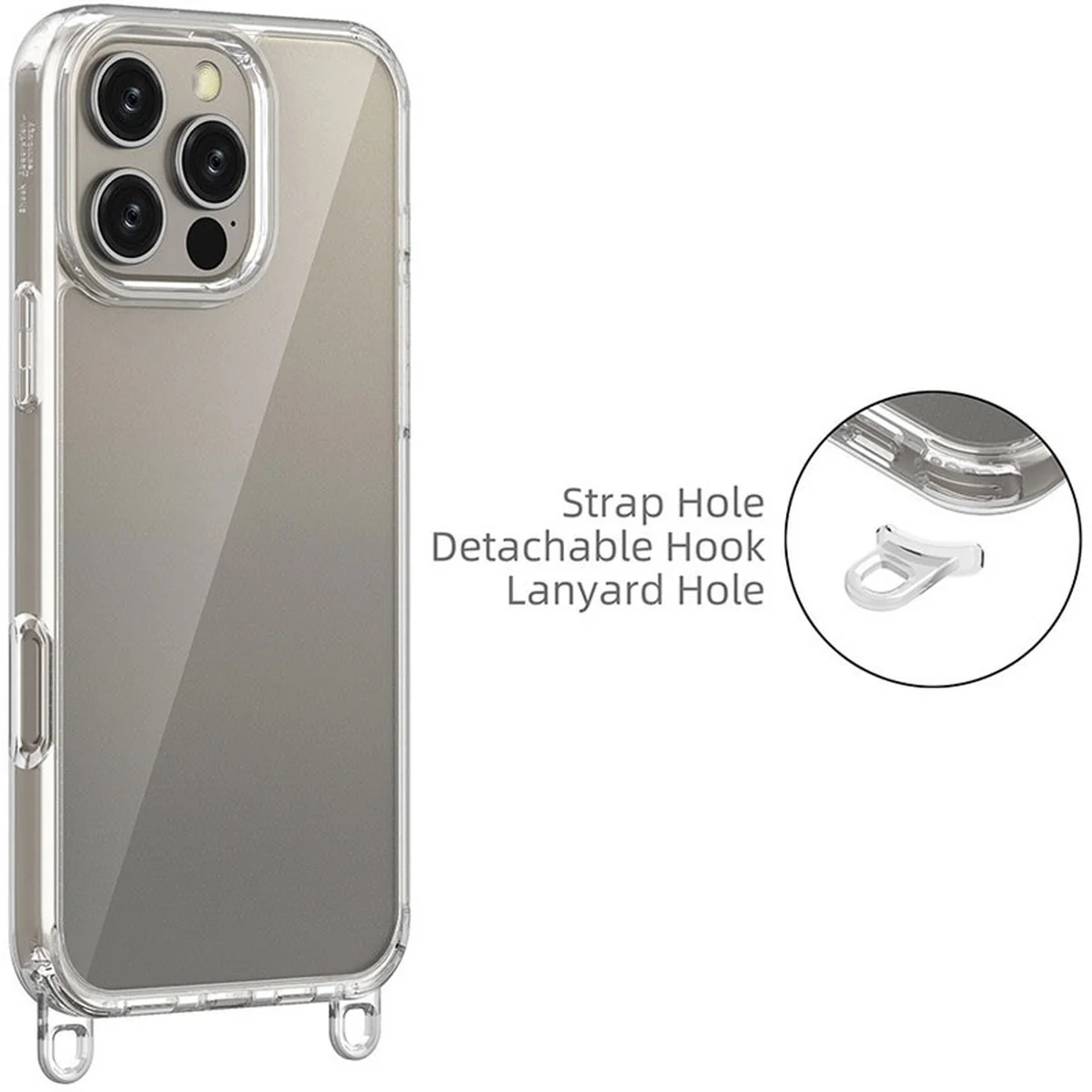 Чехол TPU Transparent with Straps для Apple iPhone 15 Pro Max (6.7") Grey