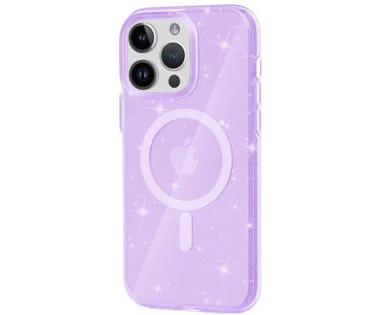 Чохол TPU Galaxy Sparkle (MagFit) для Apple iPhone 15 Pro Max (6.7") Purple+Glitter