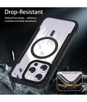 TPU+PC чохол Defense Clear with MagSafe для Apple iPhone 15 Pro Max (6.7") Чорний
