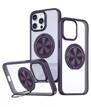 TPU+PC чохол Metal Ring with MagSafe для Apple iPhone 15 Pro Max (6.7") Темно-фіолетовий