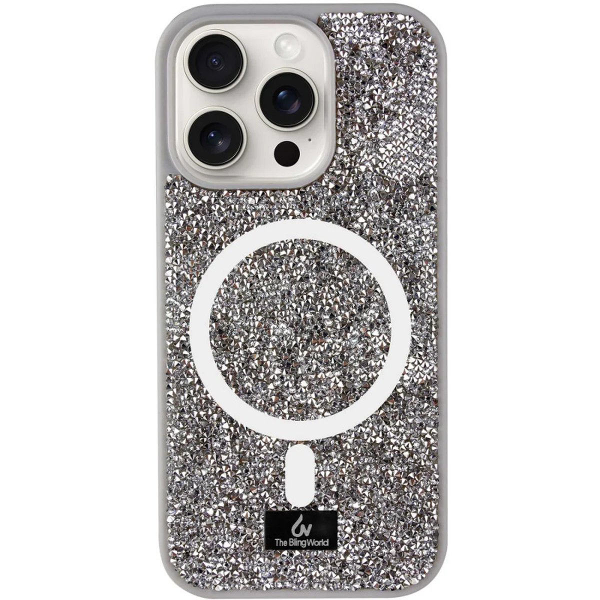 TPU чехол Bling World Rock Diamond with MagSafe для Apple iPhone 15 Pro (6.1") Grey