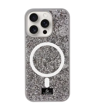 TPU чохол Bling World Rock Diamond with MagSafe для Apple iPhone 15 Pro (6.1") Grey