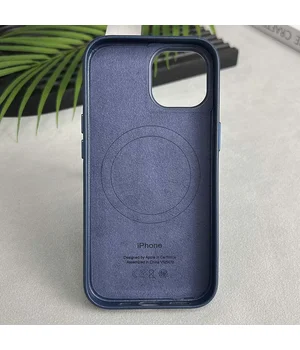 Кожаный чехол Leather Case (AAA) with MagSafe and Animation для Apple iPhone 15 Pro (6.1") Blue