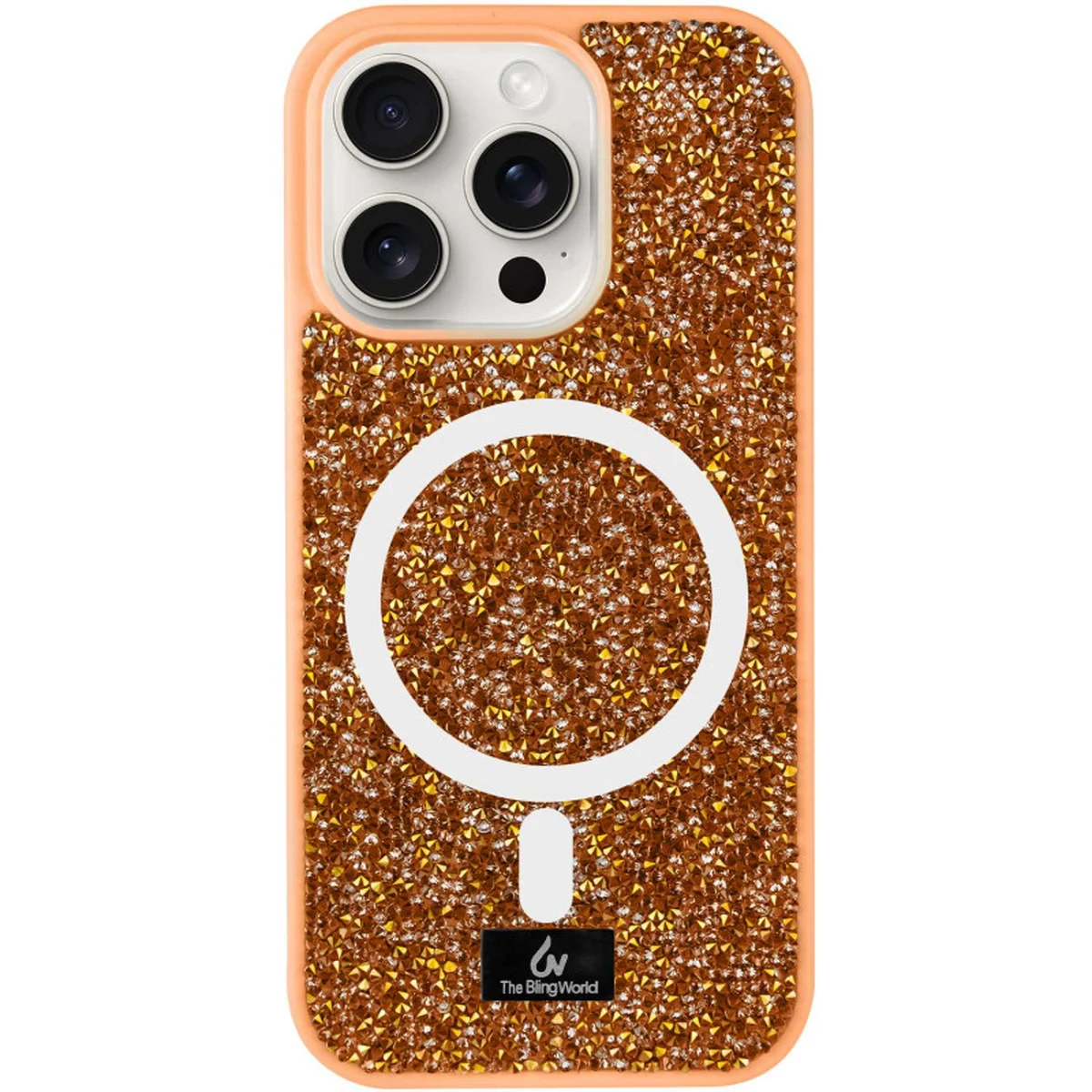 TPU чехол Bling World Rock Diamond with MagSafe для Apple iPhone 15 Pro (6.1") Sunset Gold