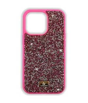 TPU чохол Bling World Rock Diamond для Apple iPhone 15 Pro (6.1") Яскраво-рожевий 