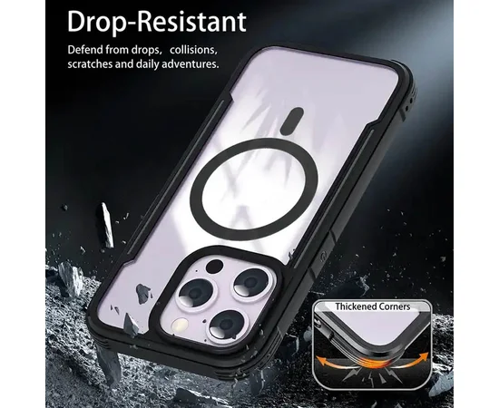 TPU+PC чохол Defense Clear with MagSafe для Apple iPhone 15 Pro (6.1") Чорний