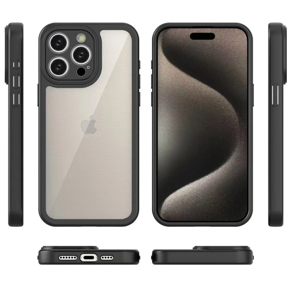 TPU чохол Transparent + Colour 1,5mm для Apple iPhone 15 Pro (6.1") Black