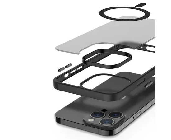 TPU+PC чехол Metal Buttons with MagSafe Colorful для Apple iPhone 15 Pro (6.1") Черный