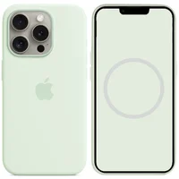 Чехол Silicone case (AAA) full with Magsafe and Animation для Apple iPhone 15 Pro (6.1") Мятный / Soft Mint