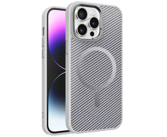 Чохол TPU+PC Carbon Mirage with MagSafe для Apple iPhone 15 Pro (6.1") Grey