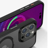 TPU+PC чохол Metal Buttons with MagSafe Colorful HQ Ring для Apple iPhone 15 Pro (6.1") Black