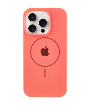 Чехол Silicone Case Full Protective (AA) with MagSafe для Apple iPhone 15 Pro (6.1") Арбузный / Watermelon red