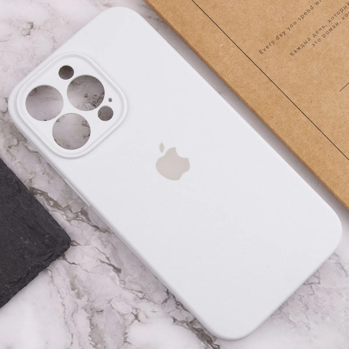 Чехол Silicone Case Full Camera Protective (AA) для Apple iPhone 15 Pro (6.1") Белый / White