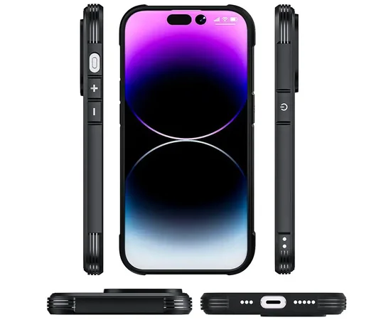 TPU+PC чохол Defense Clear with MagSafe для Apple iPhone 15 Pro (6.1") Чорний