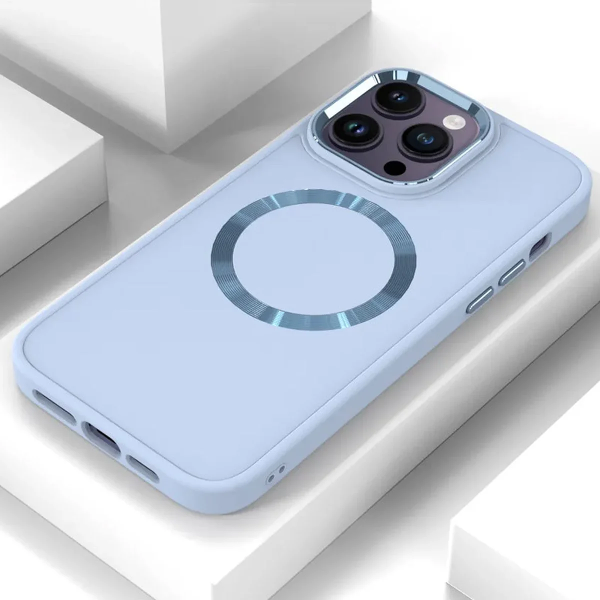 TPU чохол Bonbon Metal Style with MagSafe для Apple iPhone 15 Pro (6.1") Блакитний / Mist Blue