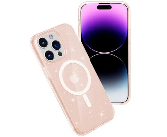 Чехол TPU Galaxy Sparkle (MagFit) для Apple iPhone 15 Pro (6.1") Gold+Glitter