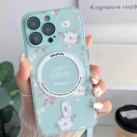 TPU+PC чехол Secret Garden with MagSafe для Apple iPhone 15 Pro (6.1") Mint
