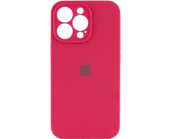 Чехол Silicone Case Full Camera Protective (AA) для Apple iPhone 15 Pro (6.1") Красный / Rose Red